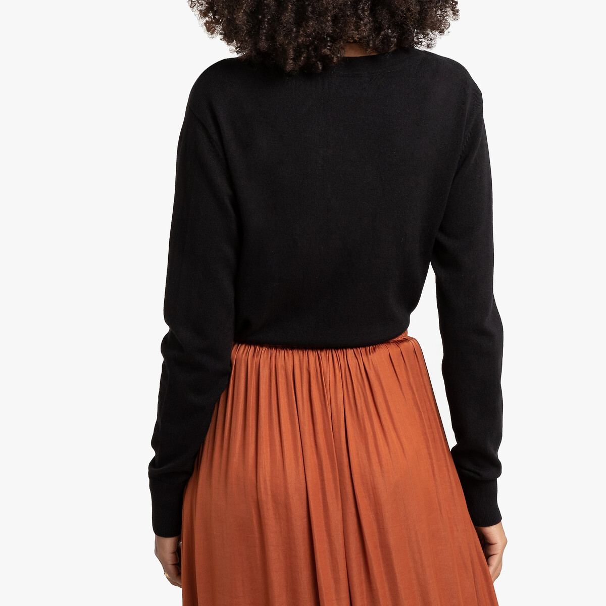 Пуловер LA REDOUTE COLLECTIONS С V-образным вырезом базовая модель XXL черный, размер XXL - фото 4