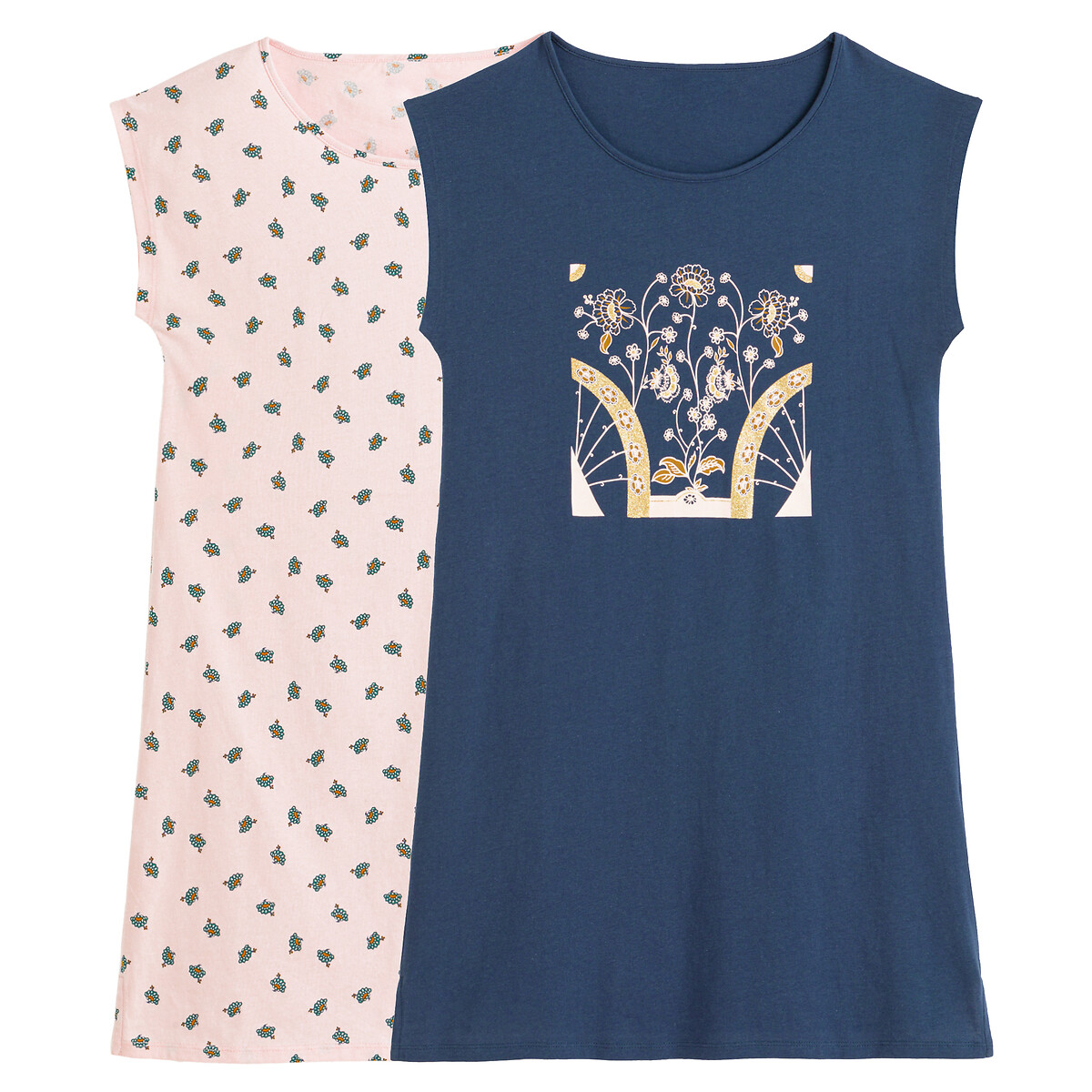 Комплект из 2 ночных рубашек С короткими рукавами 38/40 (FR) - 44/46 (RUS) розовый