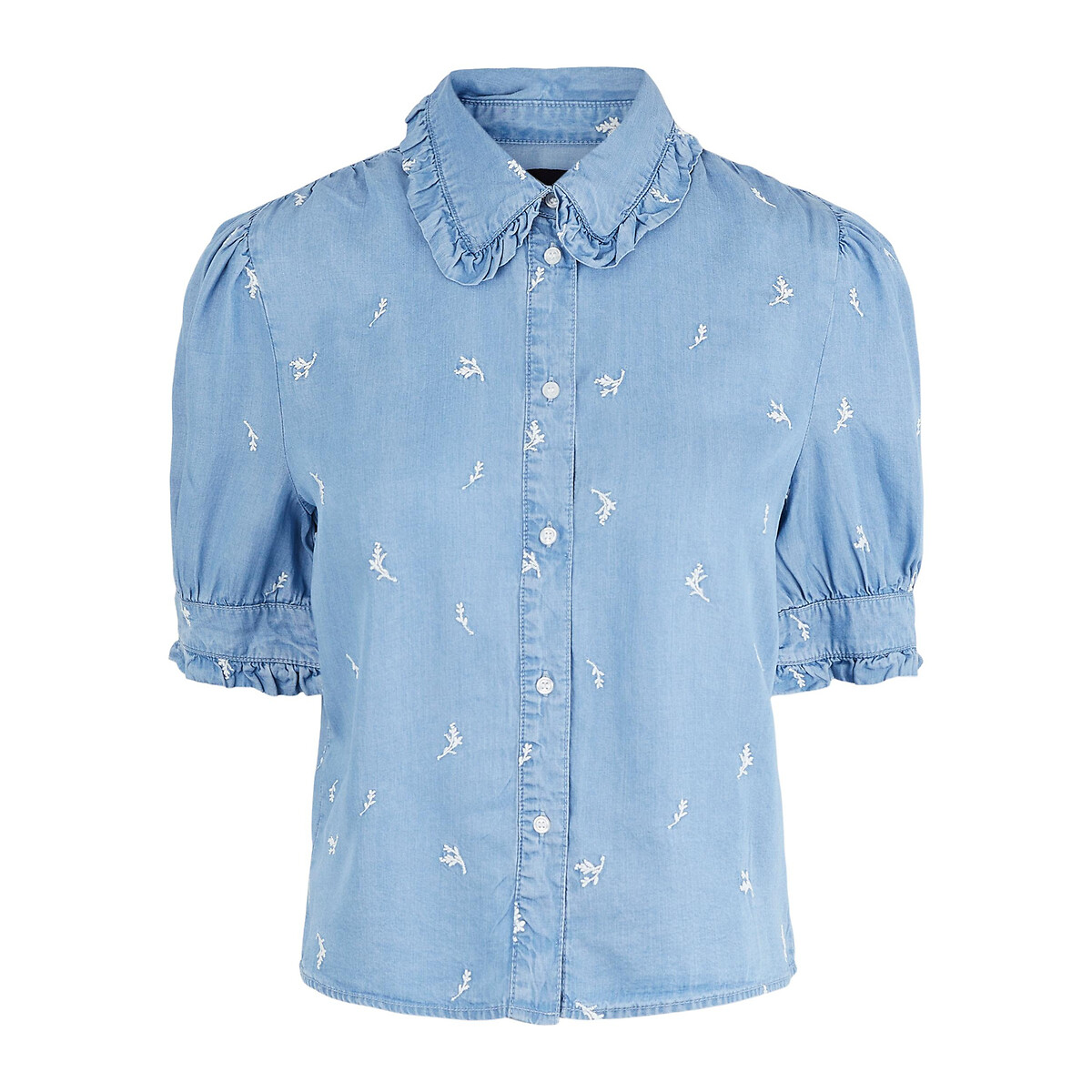 Блузка Короткая с вышивкой XS синий