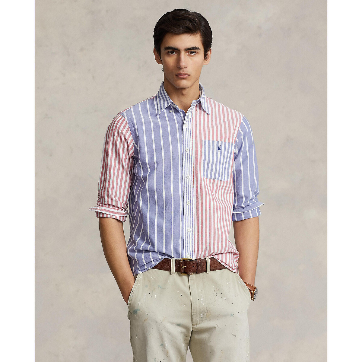 Рубашка Прямая в полоску из ткани оксфорд длинные рукава XL разноцветный LaRedoute, размер XL - фото 1