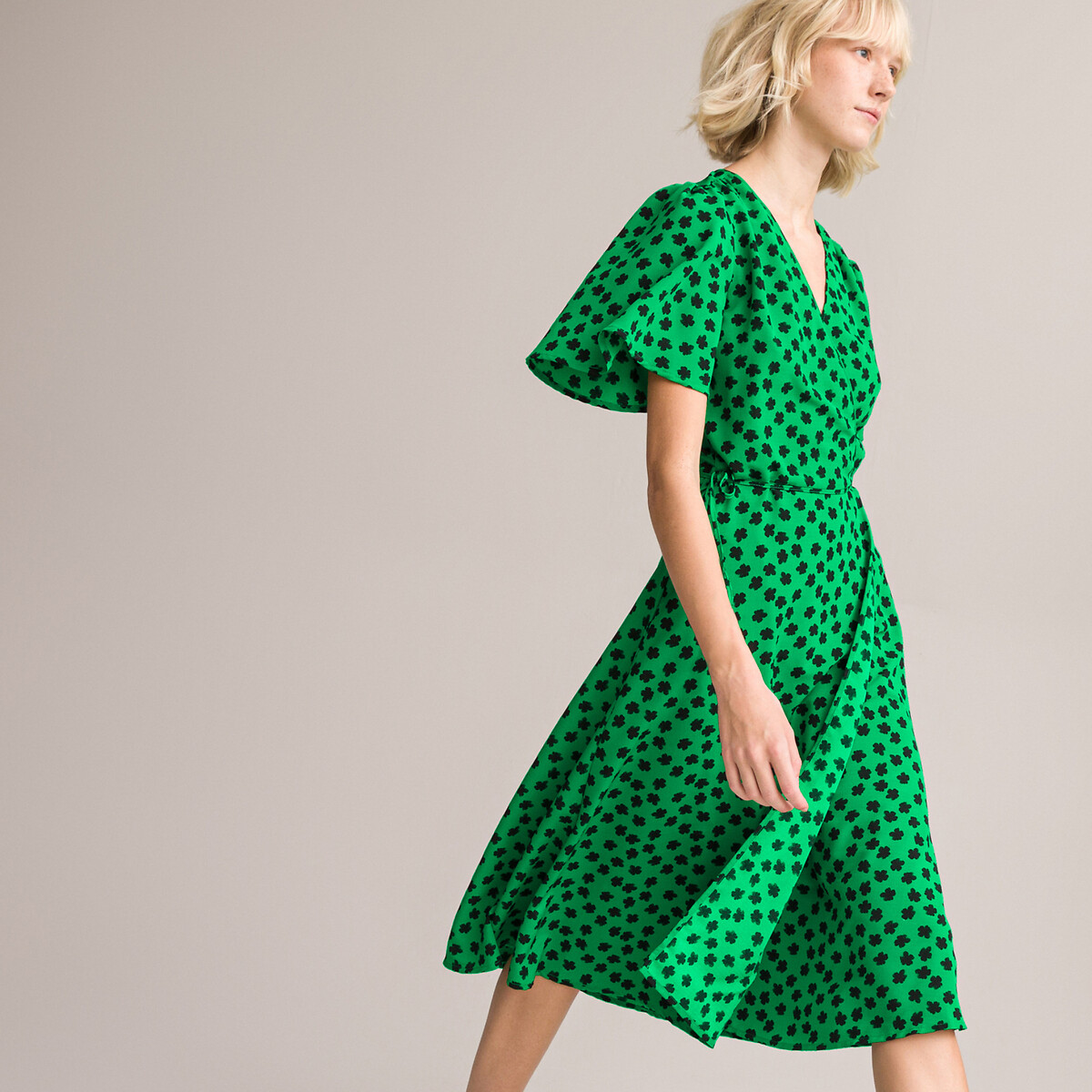 Платье LA REDOUTE COLLECTIONS Платье Длинное с запахом с цветочным рисунком 48 зеленый, размер 48 - фото 2