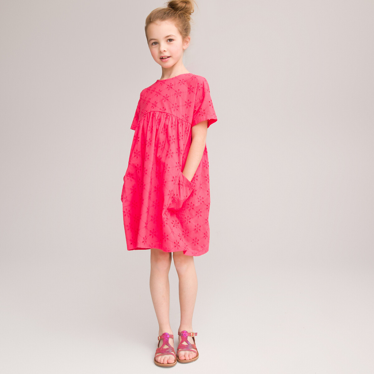 Платье LA REDOUTE COLLECTIONS С английской вышивкой 3-12 лет 8 лет - 126 см розовый, размер 8 лет - 126 см - фото 2