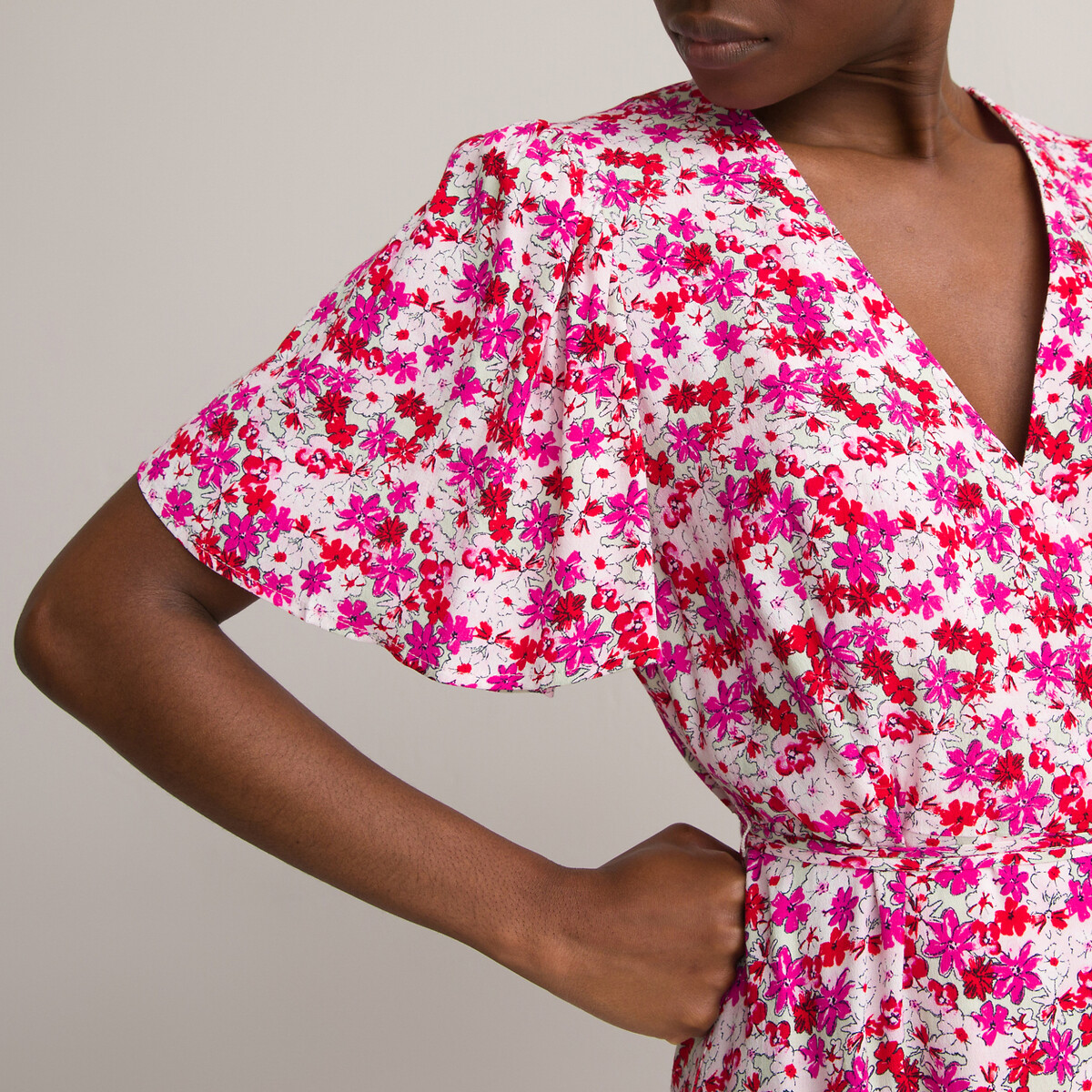 Платье С запахом короткое цветочный принт 58 разноцветный LaRedoute, размер 58 - фото 3