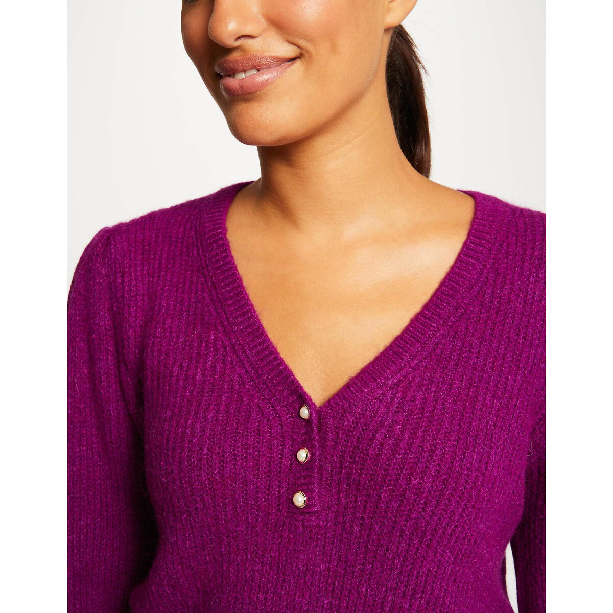 Пуловер MORGAN Пуловер С длинными рукавами и V-образным вырезом XS фиолетовый, размер XS - фото 2