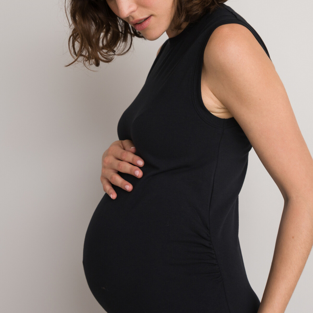 Платье Для периода беременности без рукавов из биохлопка L черный LaRedoute, размер L - фото 3