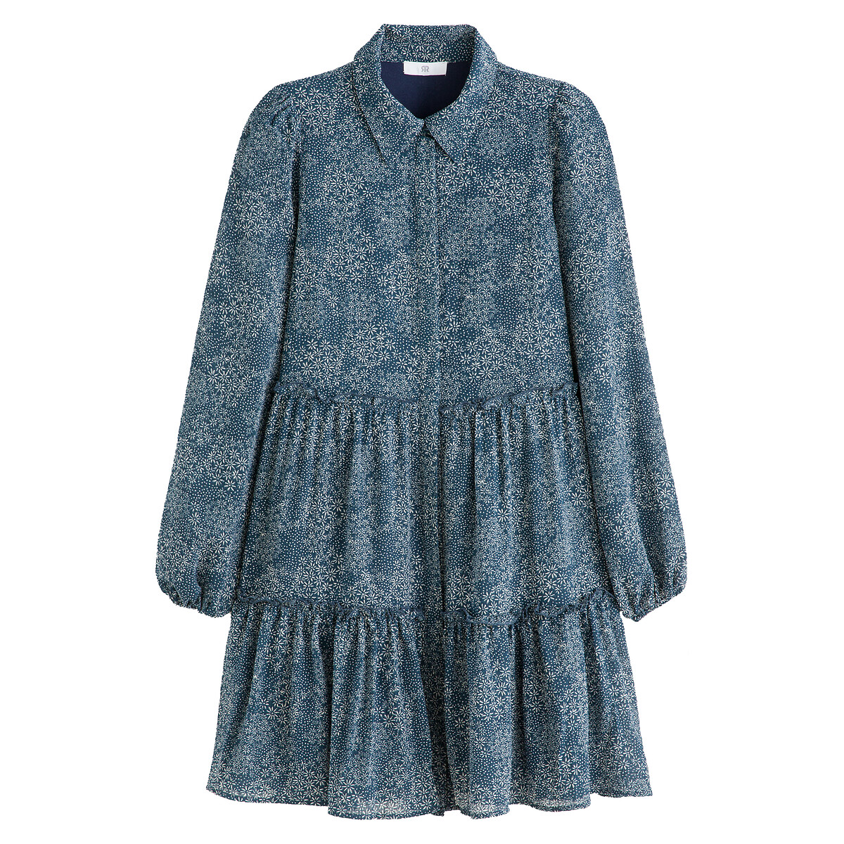 Платье Короткое расклешенное с воланами 52 синий LaRedoute, размер 52 - фото 5