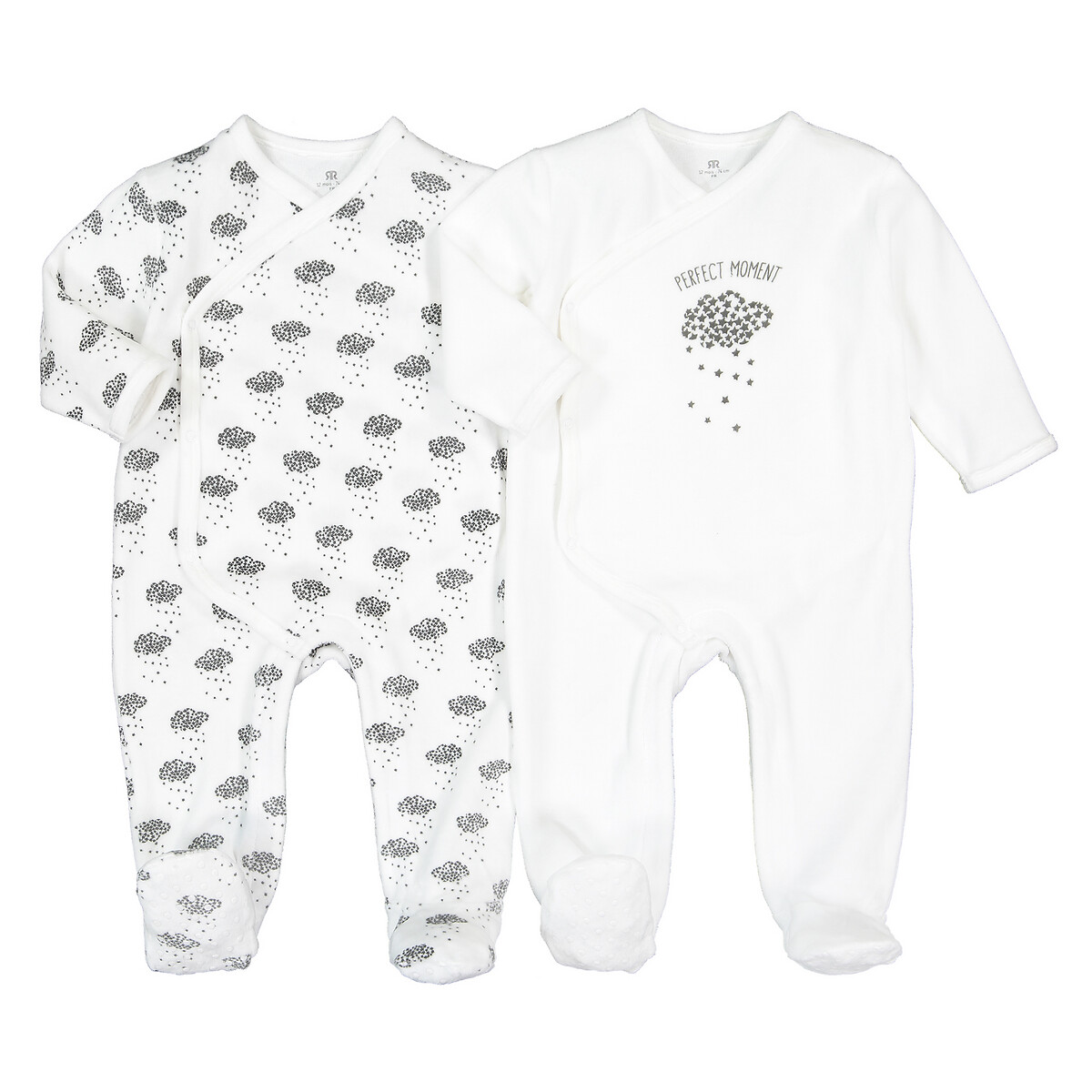 2 пижамы LaRedoute Для новорожденных 0-2 лет 0 мес. - 50 см белый, размер 0 мес. - 50 см