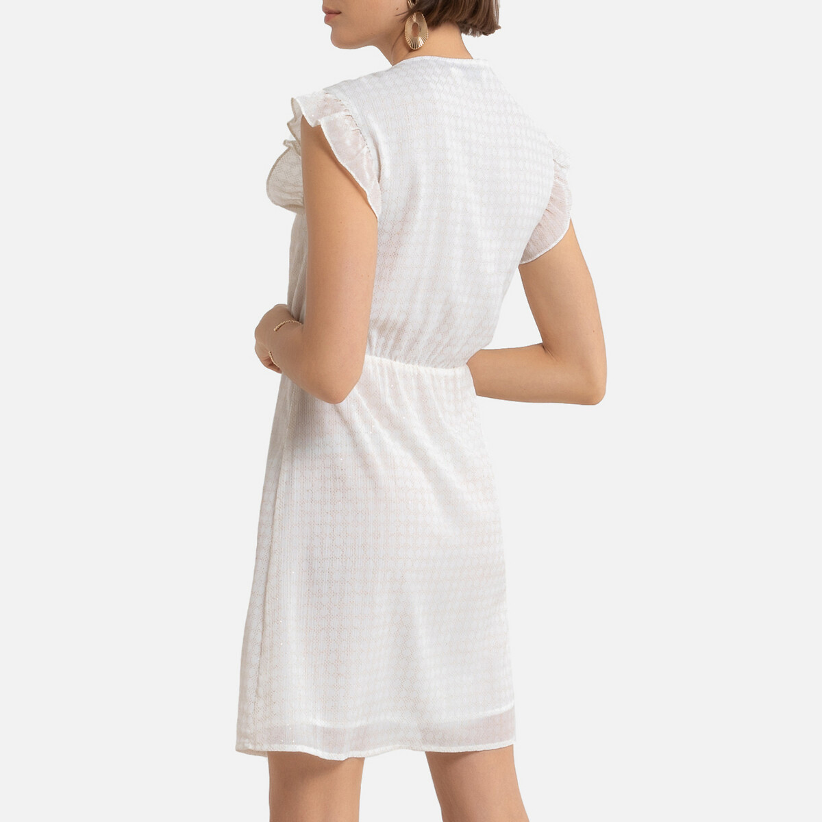 Платье LaRedoute Короткое V-образный вырез короткие рукава 2(M) белый, размер 2(M) Короткое V-образный вырез короткие рукава 2(M) белый - фото 4