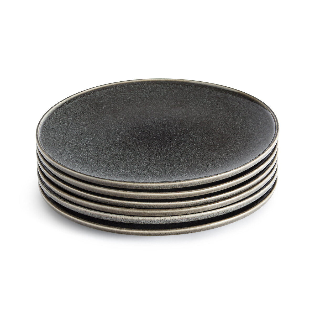 Комплект из шести тарелок плоских из керамики Onda единый размер серый
