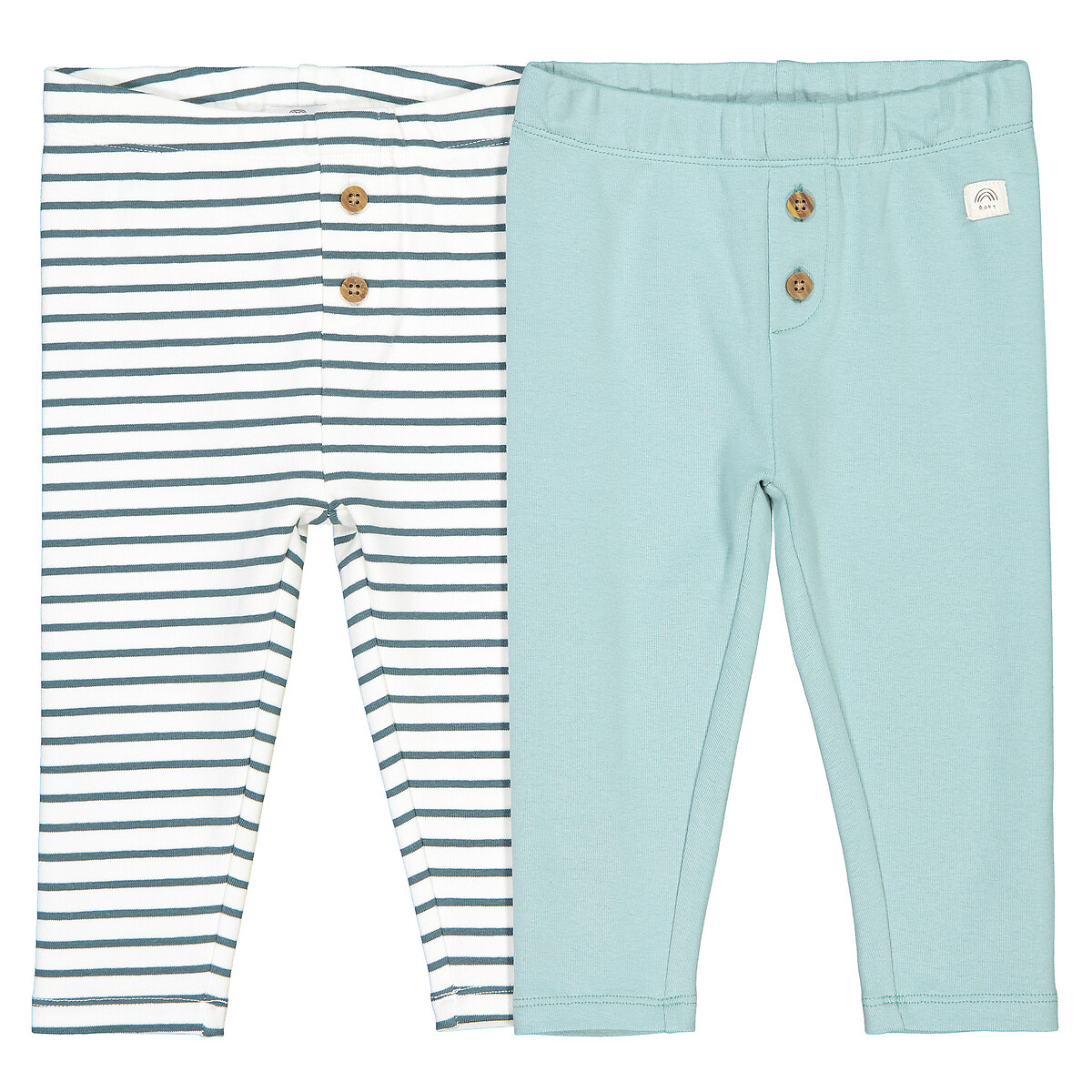 Lot de 2 leggings en coton bio 1 mois-3 ans
