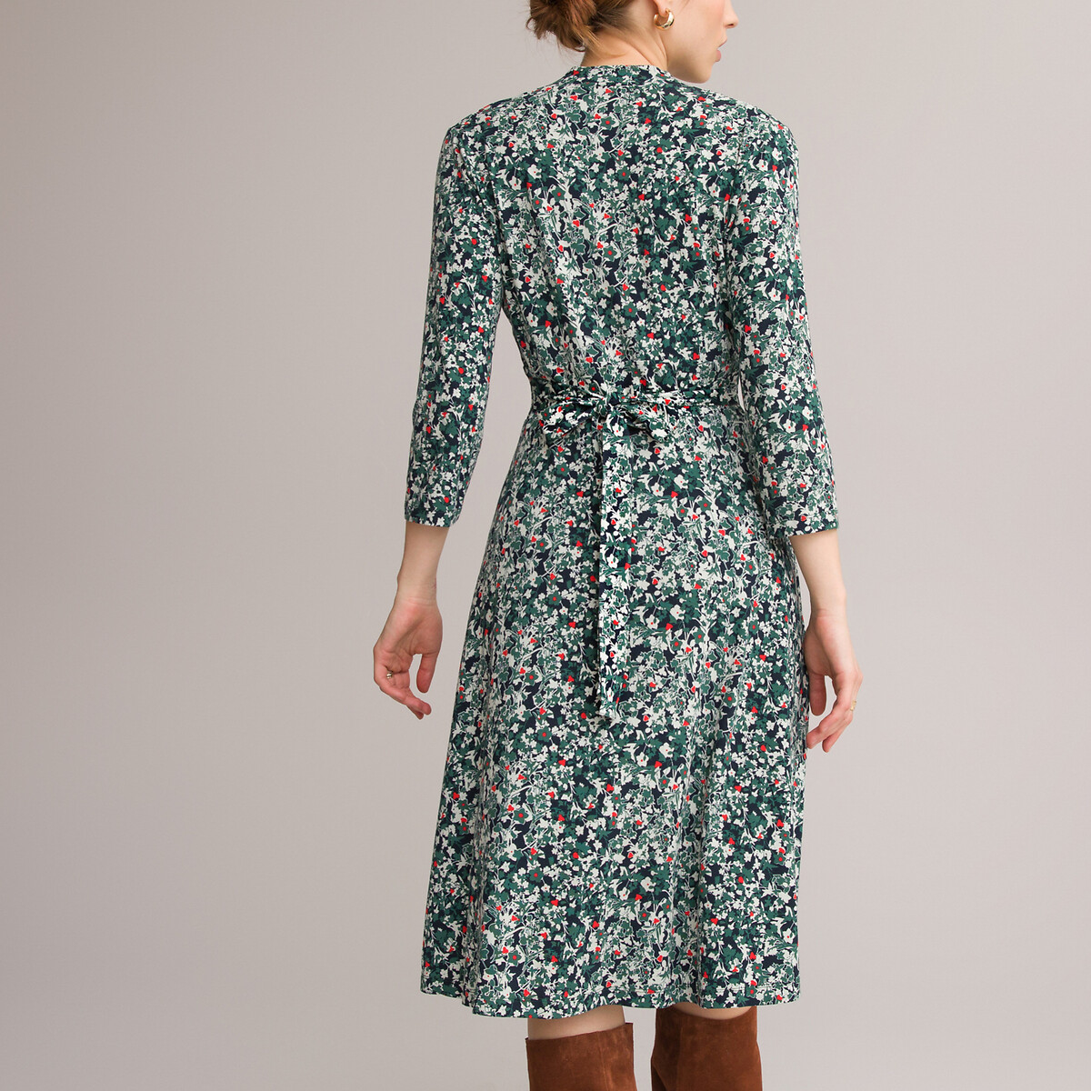 Платье-миди ANNE WEYBURN Платье-миди Расклешенное с цветочным принтом 48 зеленый, размер 48 - фото 4
