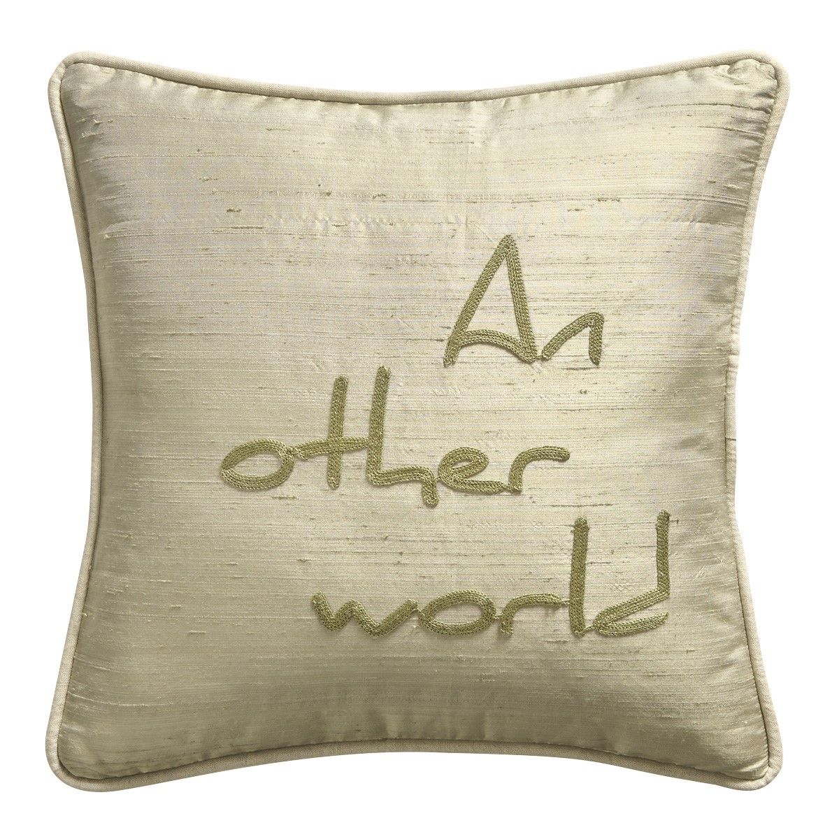 Coussin en Soie Sauvage Beige Grisé Mastic "An other world"