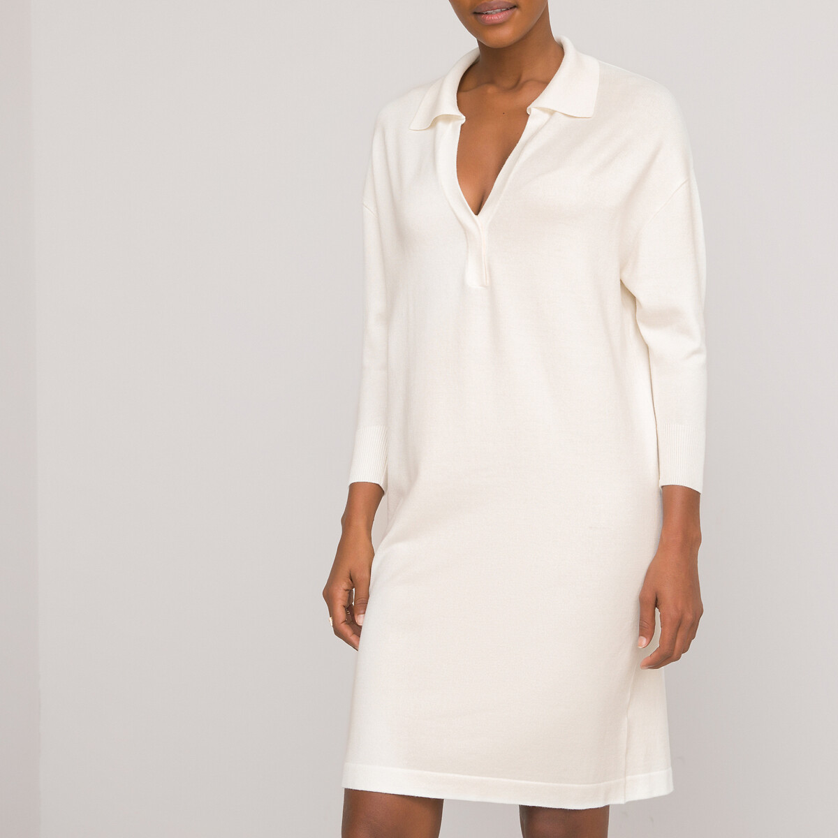 Платье-пуловер LA REDOUTE COLLECTIONS С воротником поло и длинными рукавами XL бежевый, размер XL - фото 2