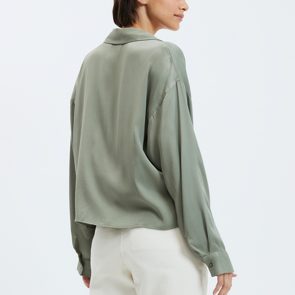 Блузка оверсайз атласная  XL зеленый LaRedoute, размер XL - фото 4