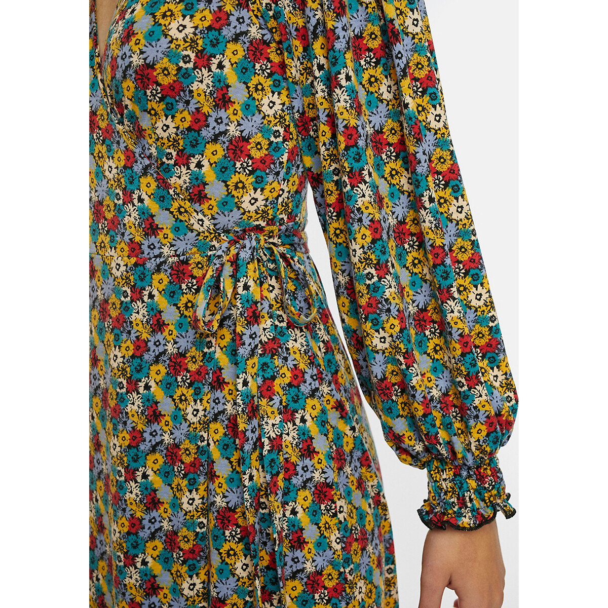 Платье La Redoute С цветочным узором длинные рукава V-образный вырез M разноцветный, размер M - фото 5