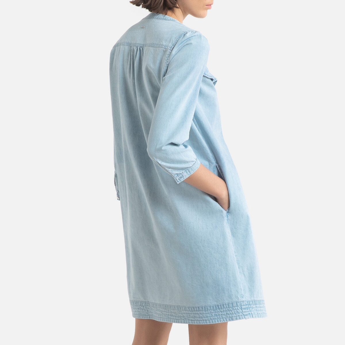 Платье LaRedoute Короткое прямое с длинными рукавами 36 (FR) - 42 (RUS) синий, размер 36 (FR) - 42 (RUS) Короткое прямое с длинными рукавами 36 (FR) - 42 (RUS) синий - фото 4