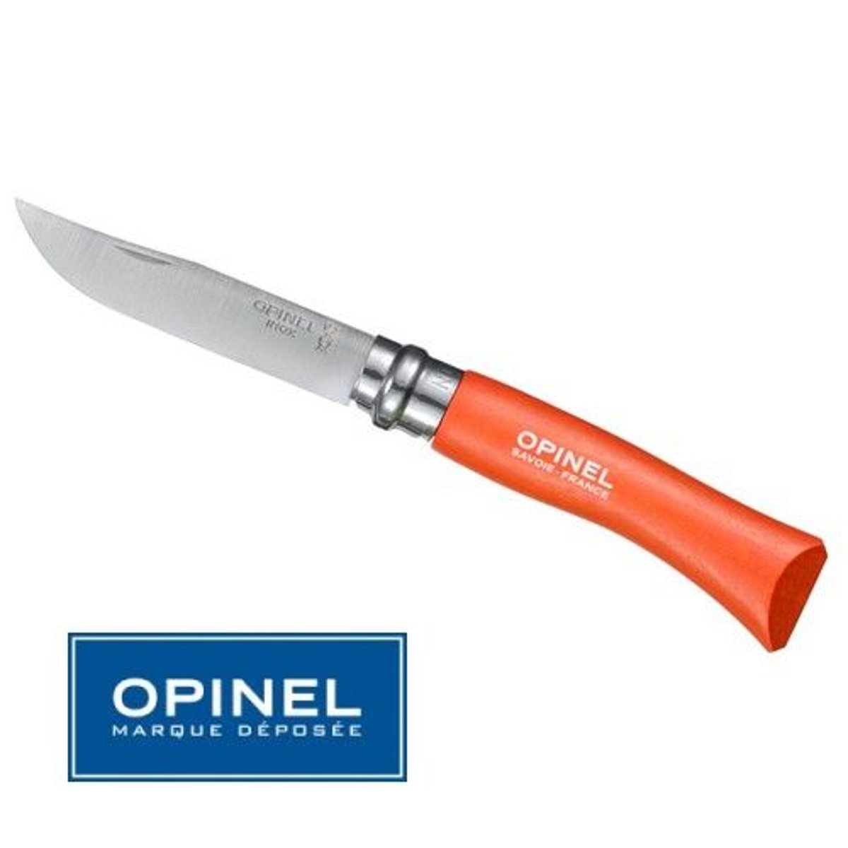 Couteau Opinel N° 7 Couleur Acidulee - Manche 10 cm Mandarine - Virole Tournante