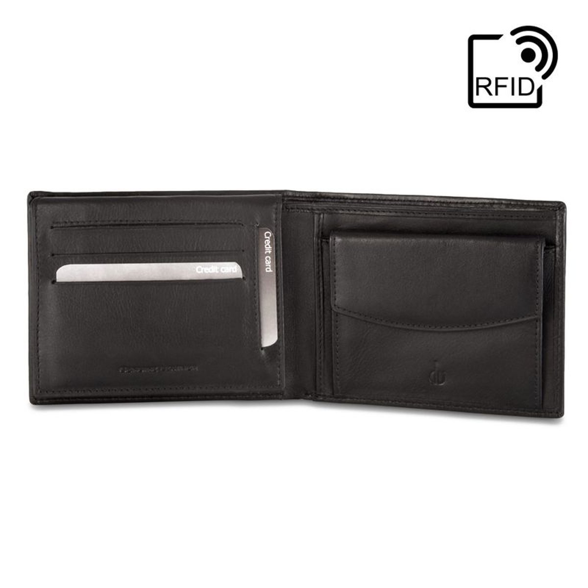DV Portefeuille pour homme RFID classique en Cuir Véritable Nappa avec Porte-monnaie et fentes pour cartes de crédit