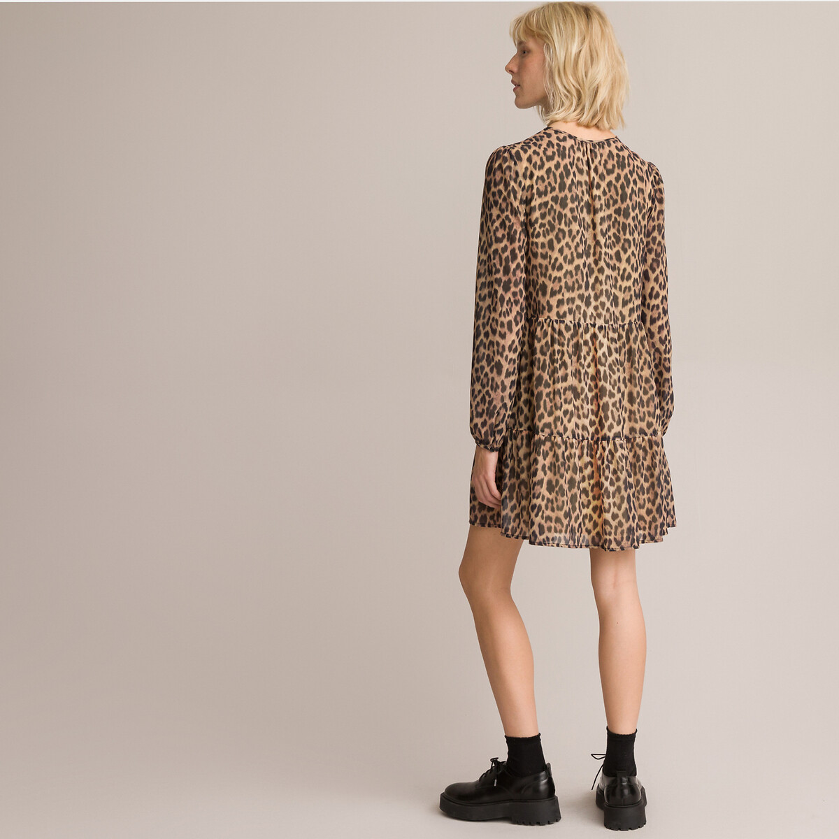 Короткое LA REDOUTE COLLECTIONS Короткое Расклешенное платье с леопардовым принтом 46 другие, размер 46 - фото 4