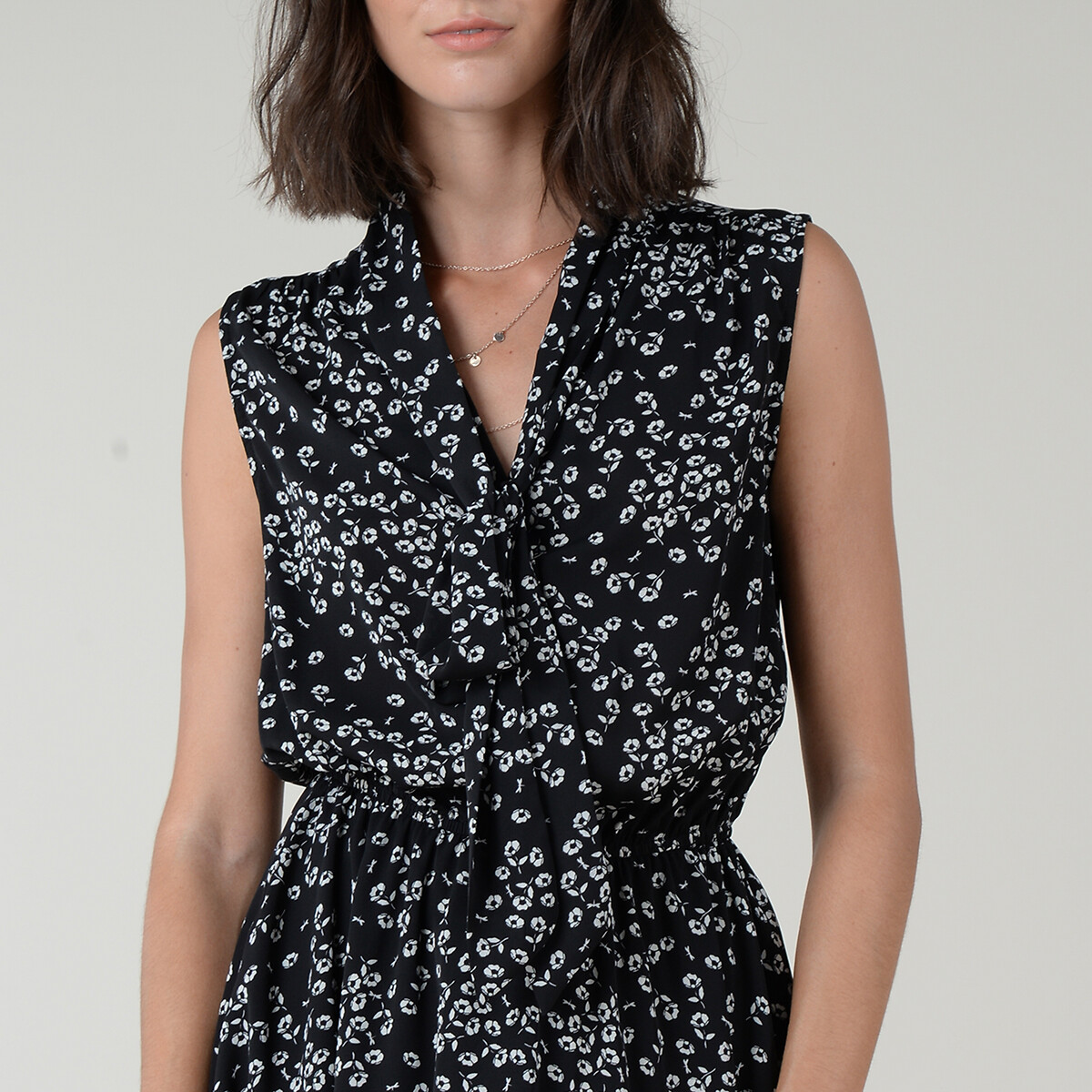 Платье LaRedoute Короткое с цветочным принтом без рукавов M черный, размер M - фото 4