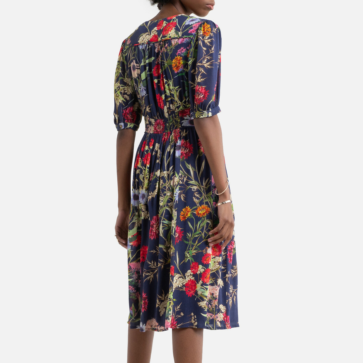 Платье LaRedoute С цветочным принтом и V-образным вырезом Serenade S синий, размер S - фото 4