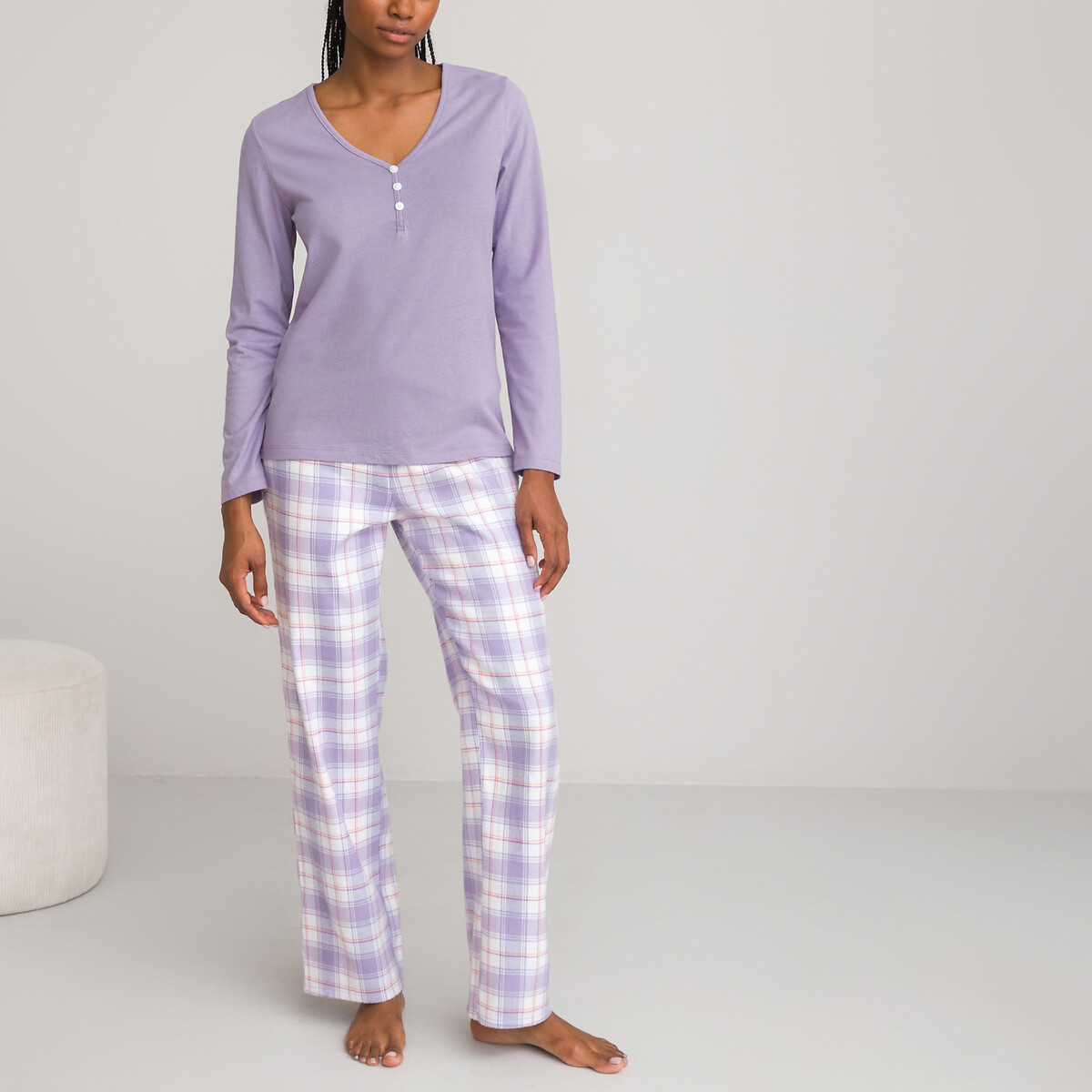 цена Пижама с длинными рукавами 100 хлопок 34 (FR) - 40 (RUS) фиолетовый