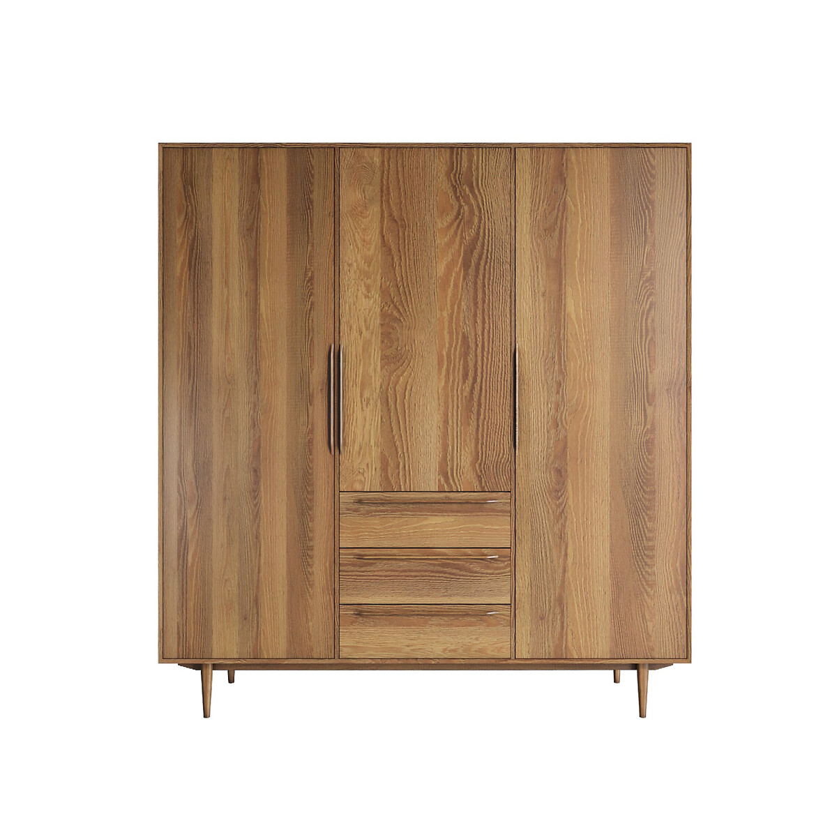 Шкаф в скандинавском стиле Bruni 3-створчатый  единый размер каштановый LaRedoute - фото 1