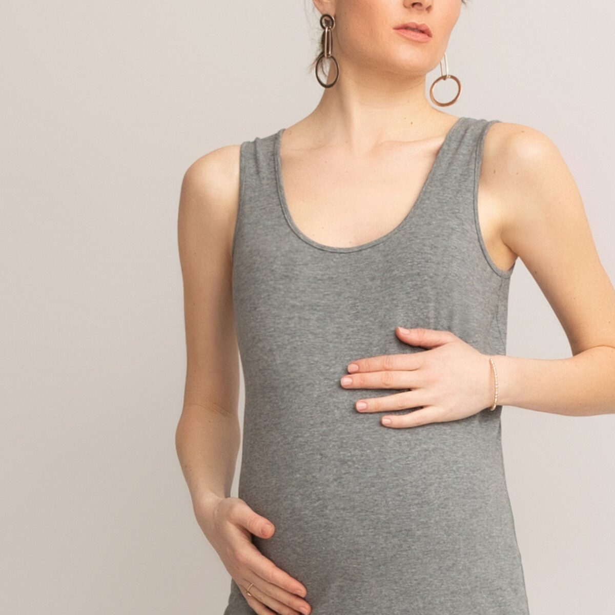Платье-топ LaRedoute Для периода беременности длинное из трикотажа XL серый, размер XL - фото 2