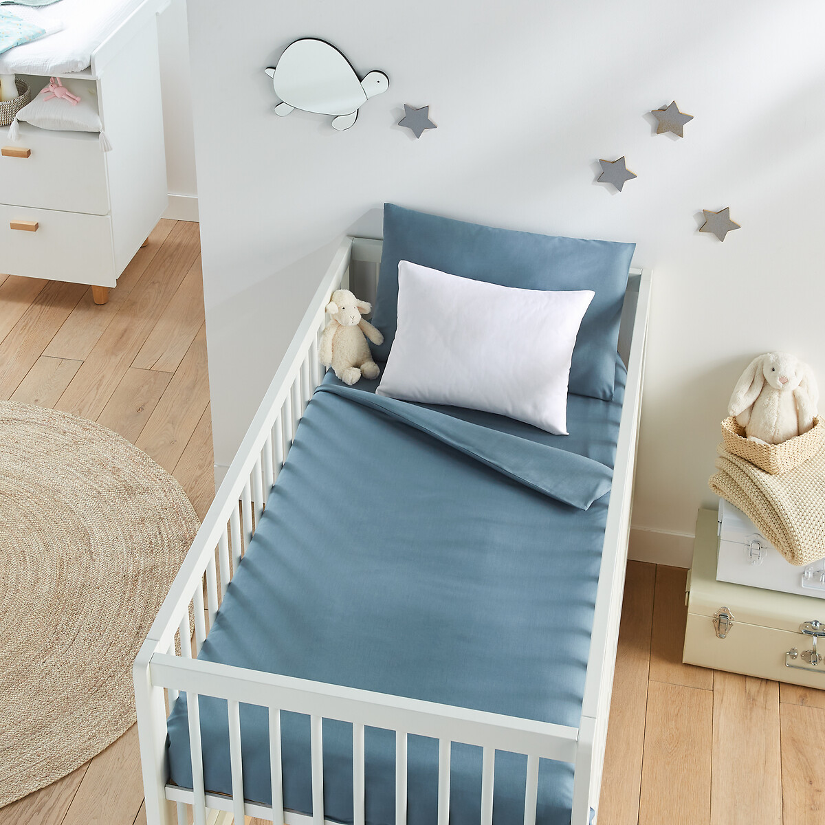 Пододеяльник LaRedoute Из хлопка на детскую кроватку Scenario 80 x 120 см синий, размер 80 x 120 см - фото 1