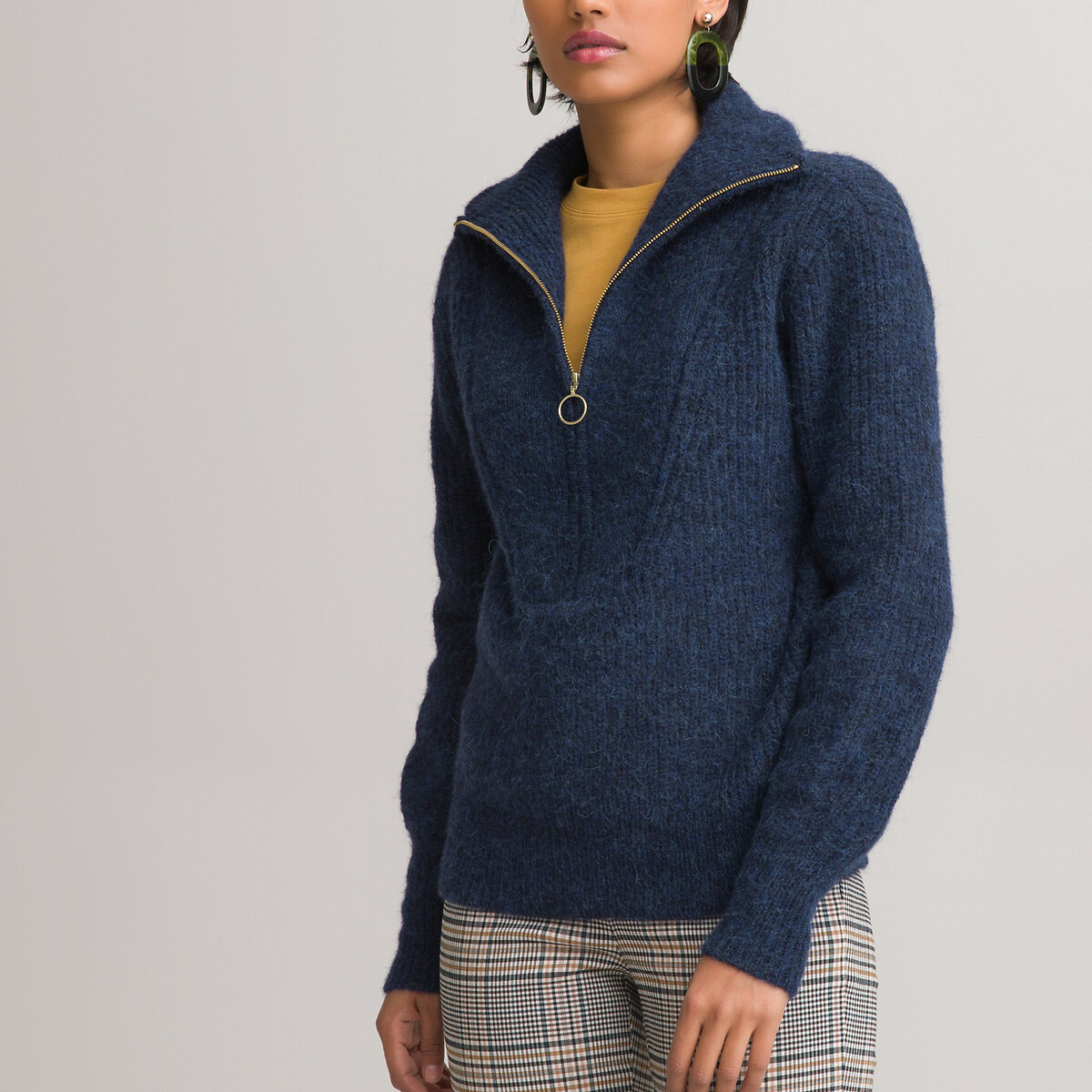 Пуловер LaRedoute С воротником-стойкой из смешанной альпаки M синий, размер M - фото 3