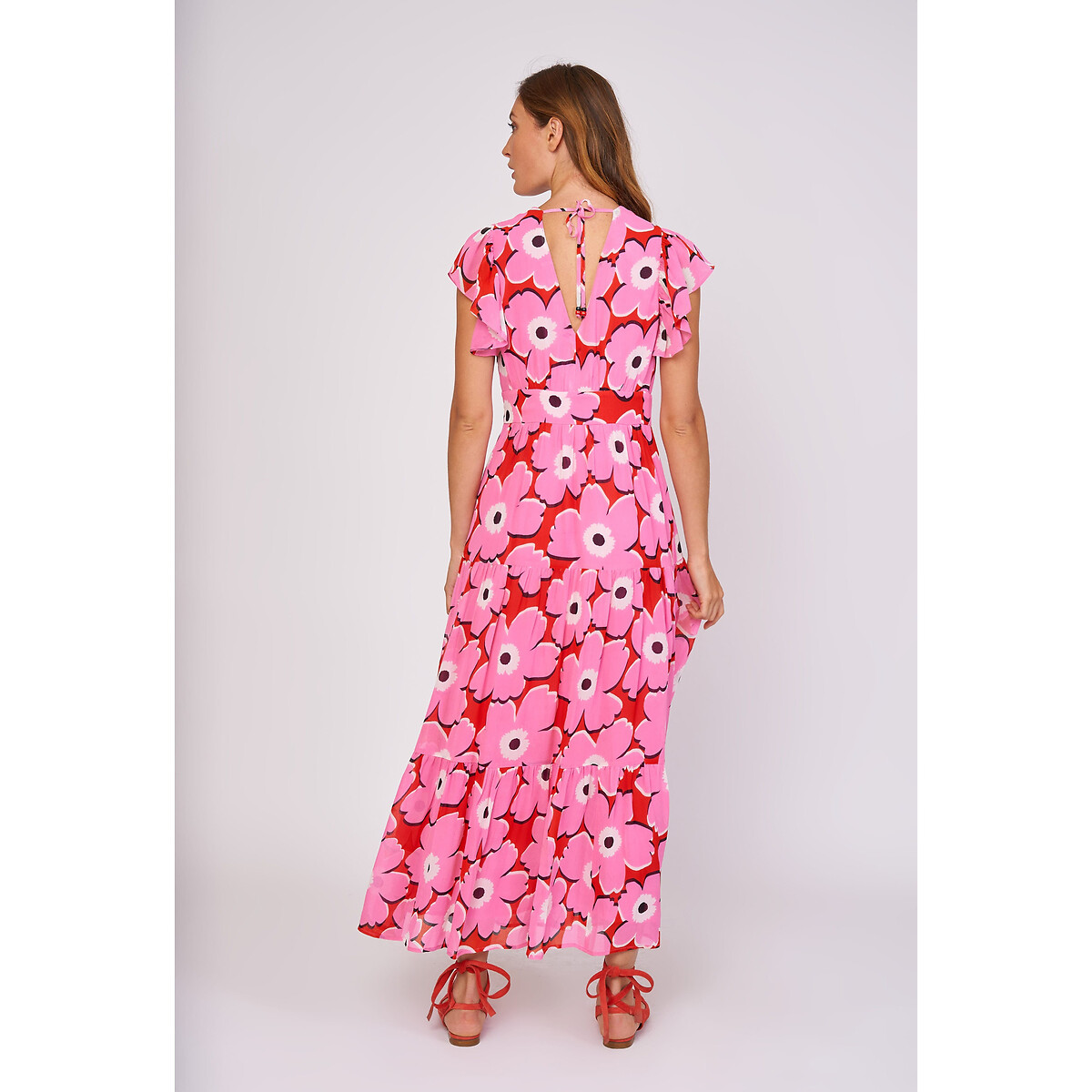 Платье Длинное с цветочным принтом Clmence L розовый LaRedoute, размер L - фото 4