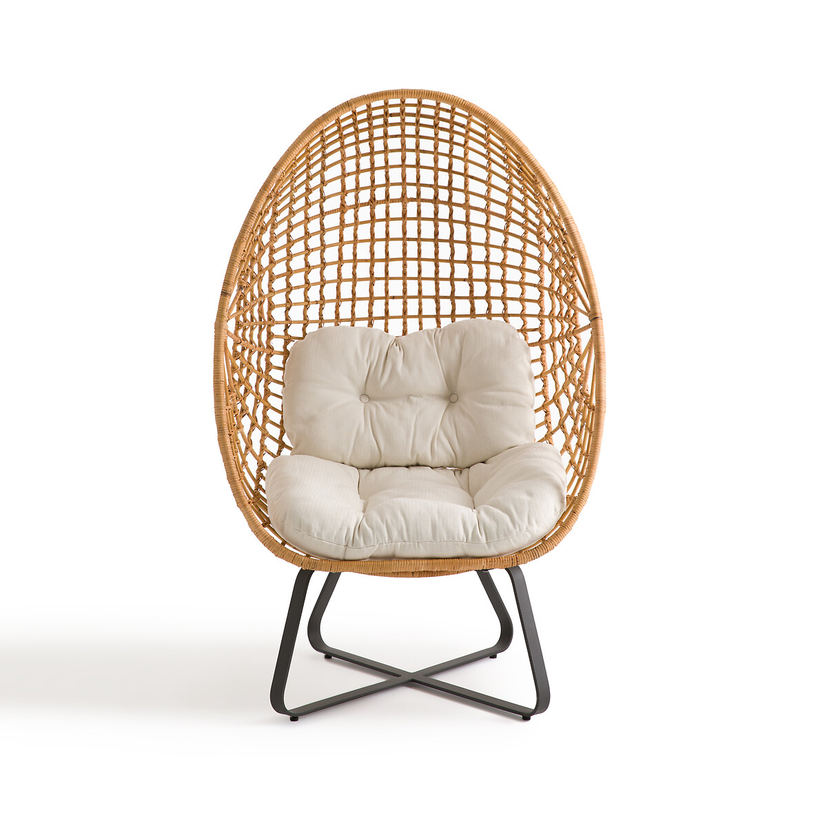 Кресло В форме яйца  подушки из ротанга Finlo единый размер бежевый LaRedoute - фото 2