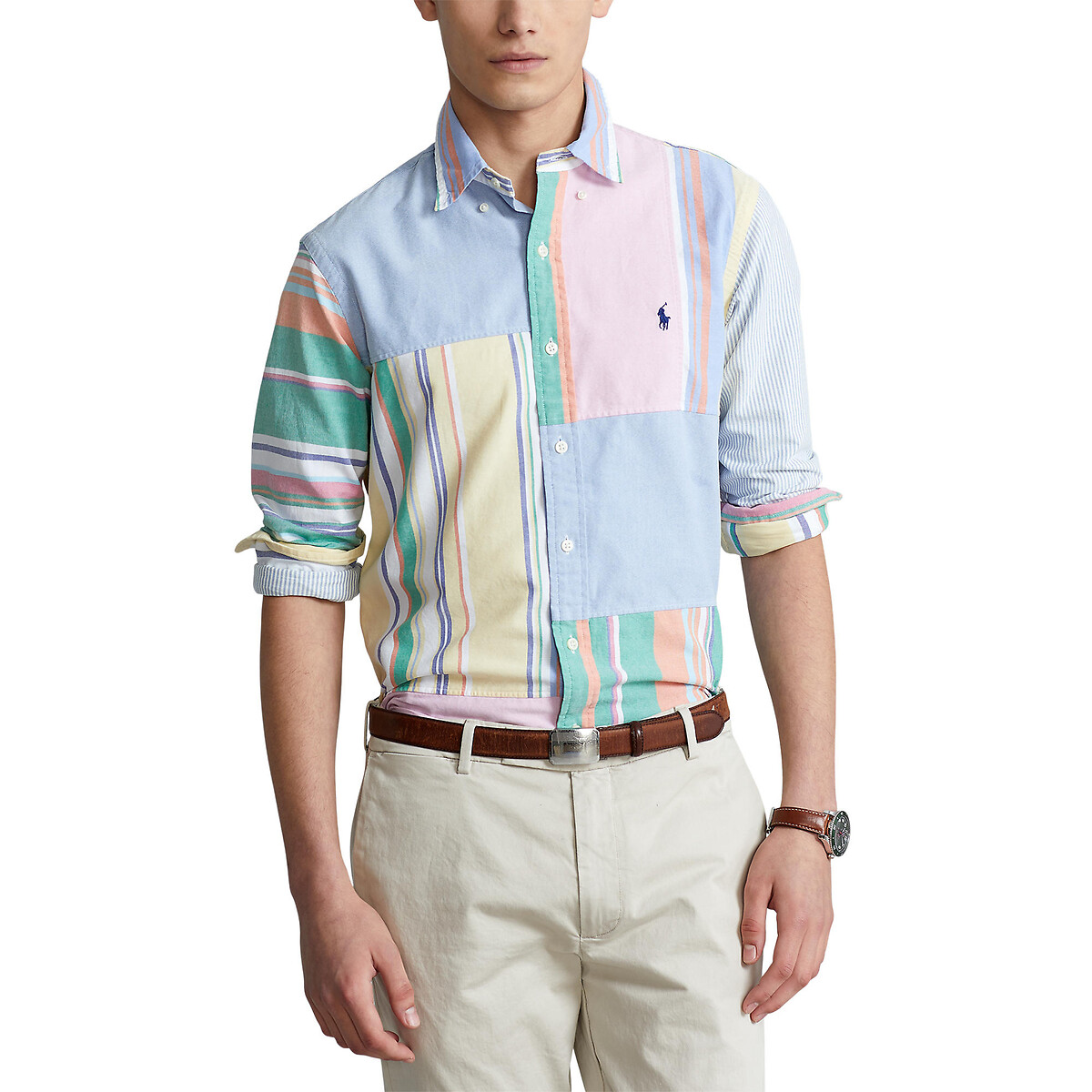 

Рубашка POLO RALPH LAUREN, Разноцветный, Прямая из ткани оксфорд Fun L разноцветный