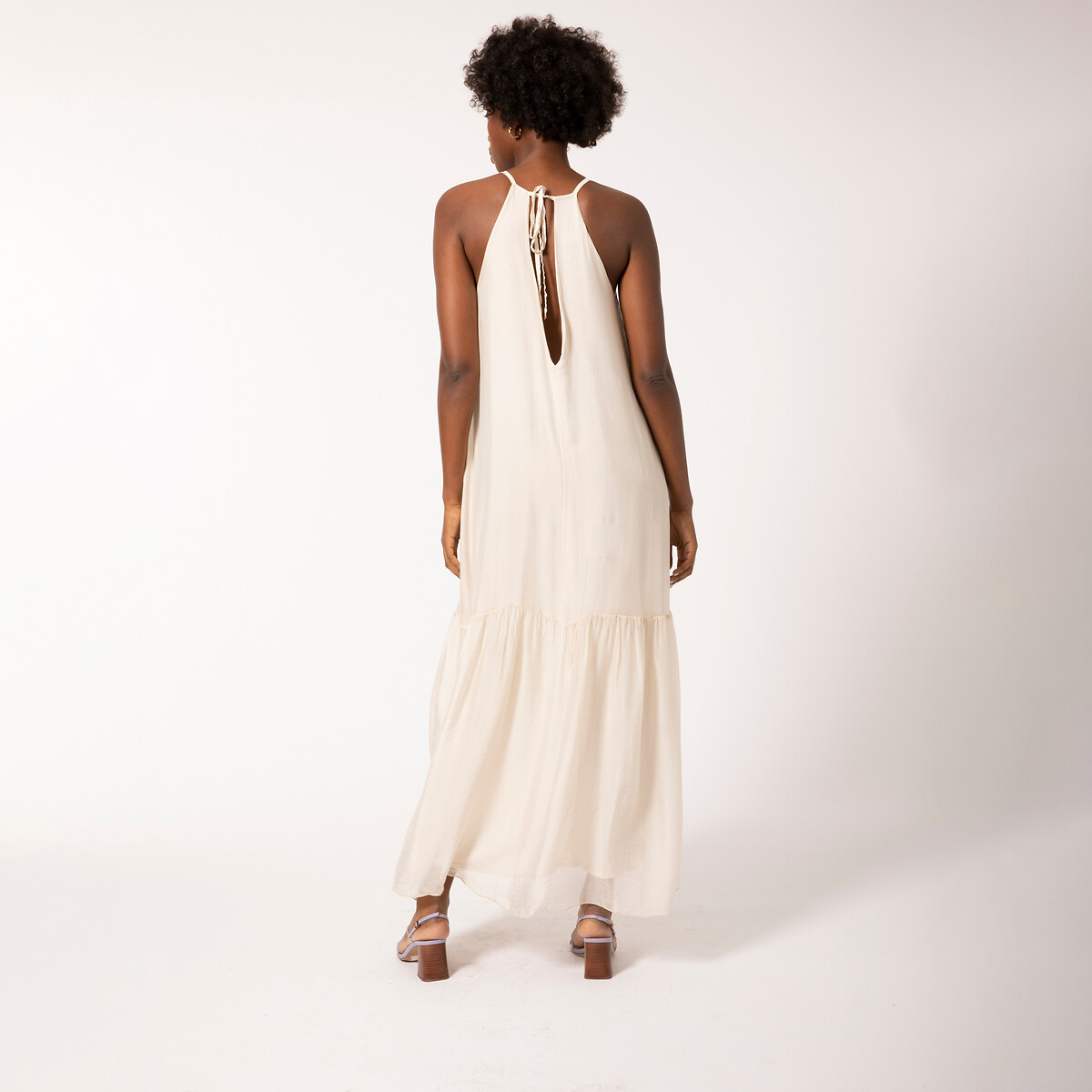 Платье LaRedoute Расклешенное длинное без рукавов XS бежевый, размер XS - фото 2