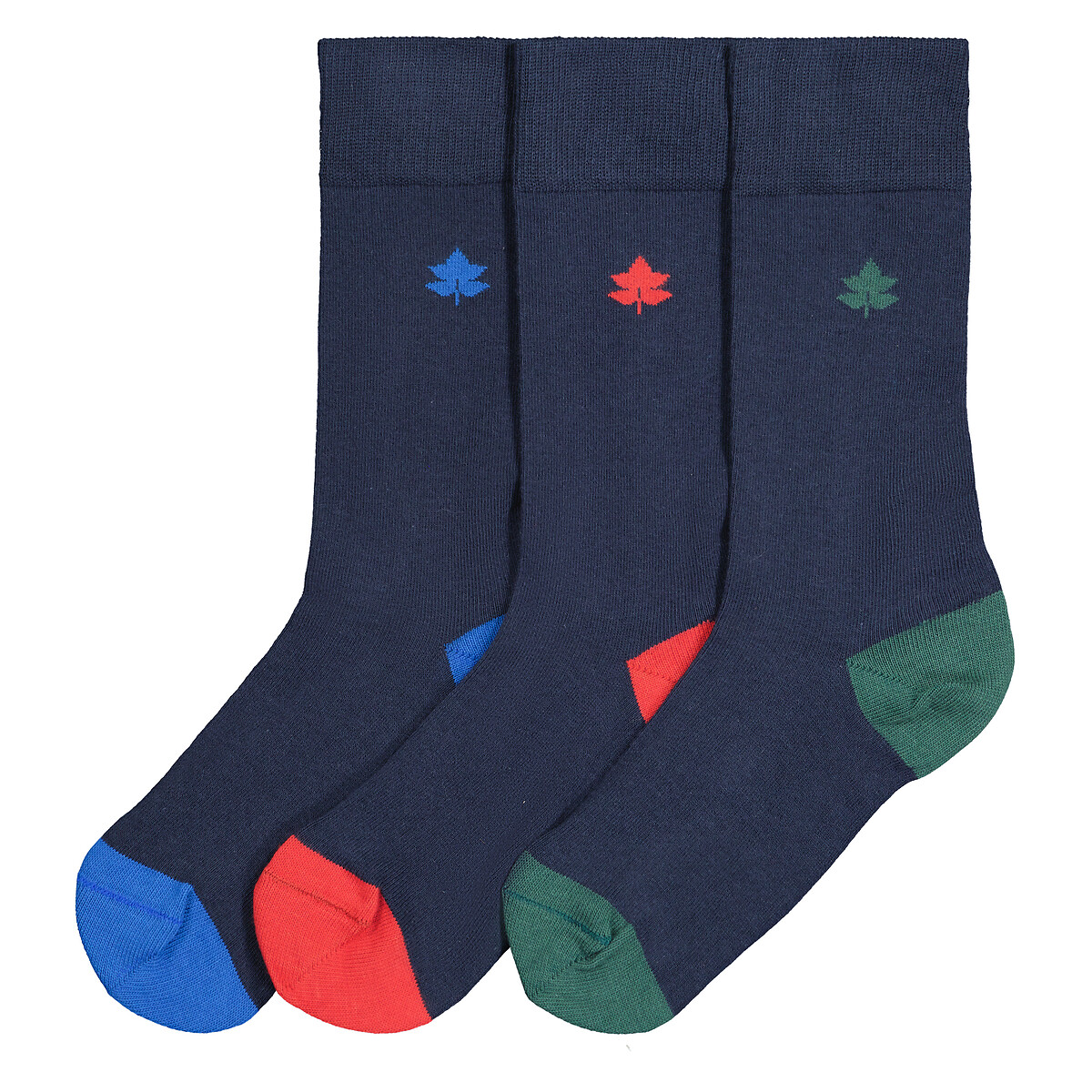 Комплект из трех пар носков С принтом листья 39/42 синий
