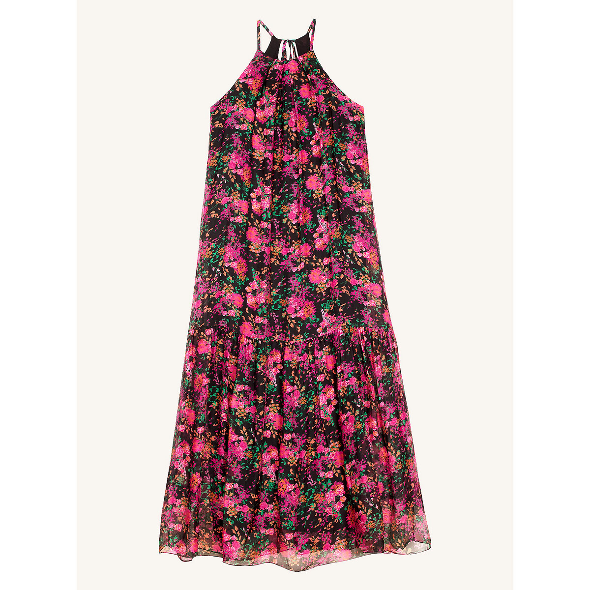 Платье LaRedoute С принтом длинное на тонких бретелях ANETH S розовый, размер S - фото 5