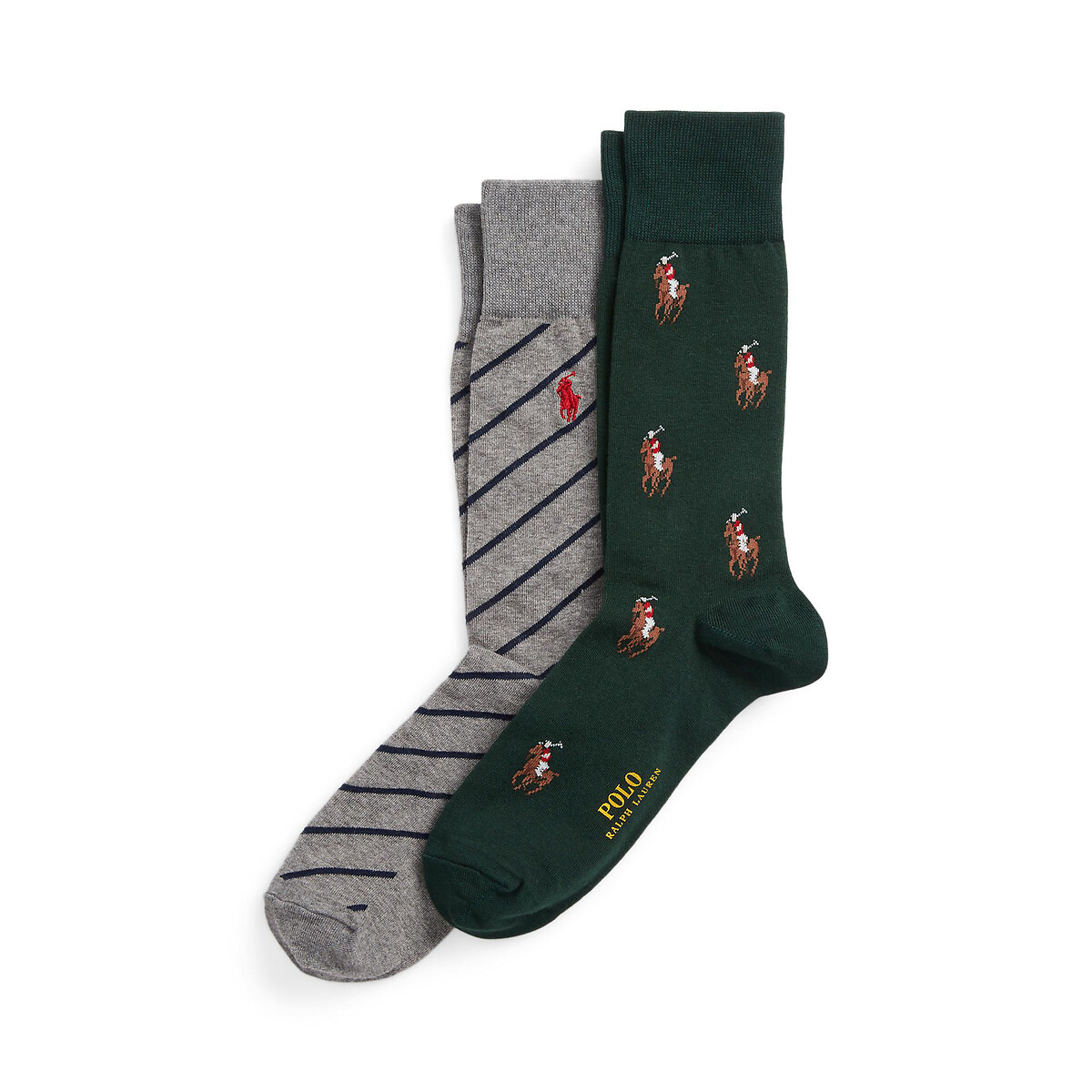 Комплект из двух пар носков из чесаного хлопка  39/45 зеленый LaRedoute, размер 39/45 Комплект из двух пар носков из чесаного хлопка  39/45 зеленый - фото 1