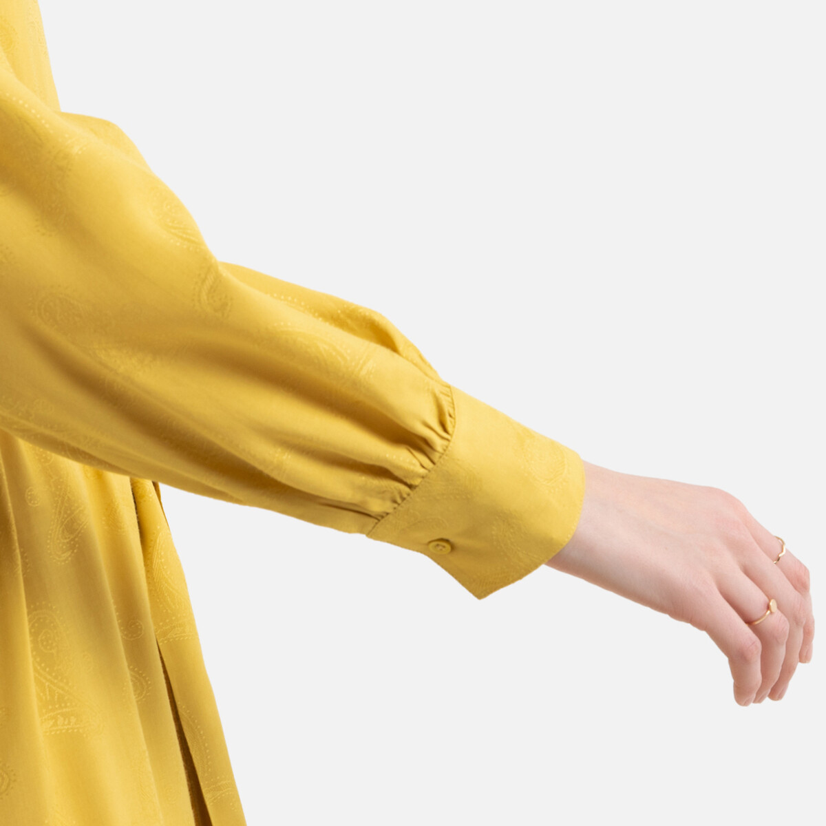 Платье-рубашка La Redoute Длинное с длинными рукавами 42 (FR) - 48 (RUS) желтый, размер 42 (FR) - 48 (RUS) Длинное с длинными рукавами 42 (FR) - 48 (RUS) желтый - фото 3