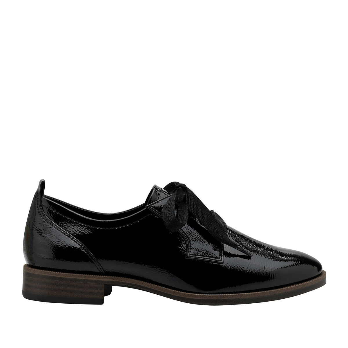 Ботинки-дерби Лакированные с двойной шнуровкой 36 черный LaRedoute, размер 36 - фото 1