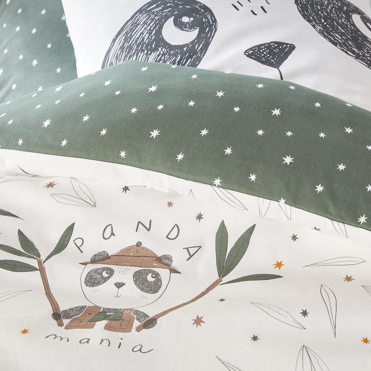 Пододеяльник LA REDOUTE INTERIEURS Из хлопковой ткани Panda Mania 140 x 200 см зеленый, размер 140 x 200 см - фото 2