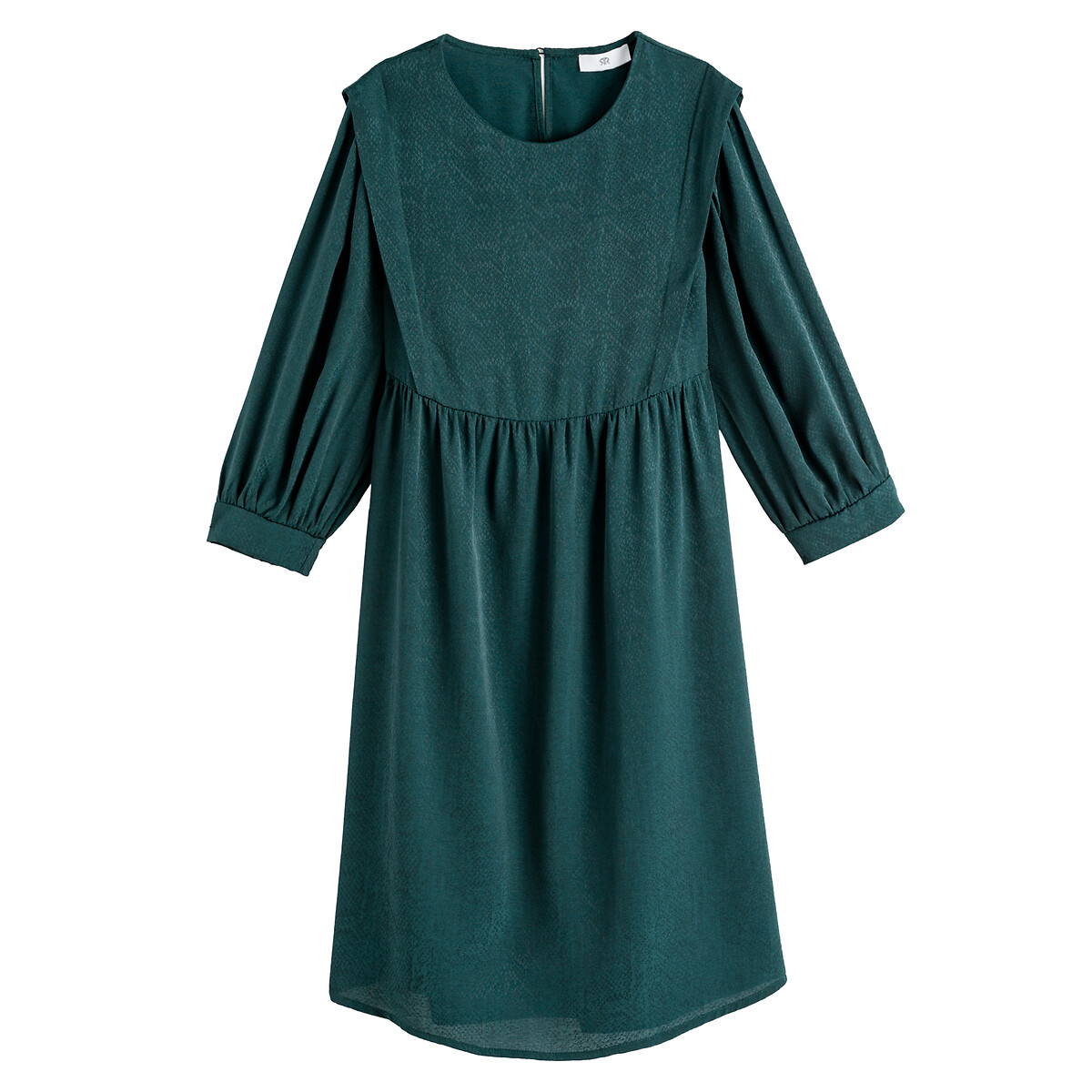 Платье LA REDOUTE COLLECTIONS Короткое с круглым вырезом и рукавами 34 44 зеленый, размер 44 - фото 5