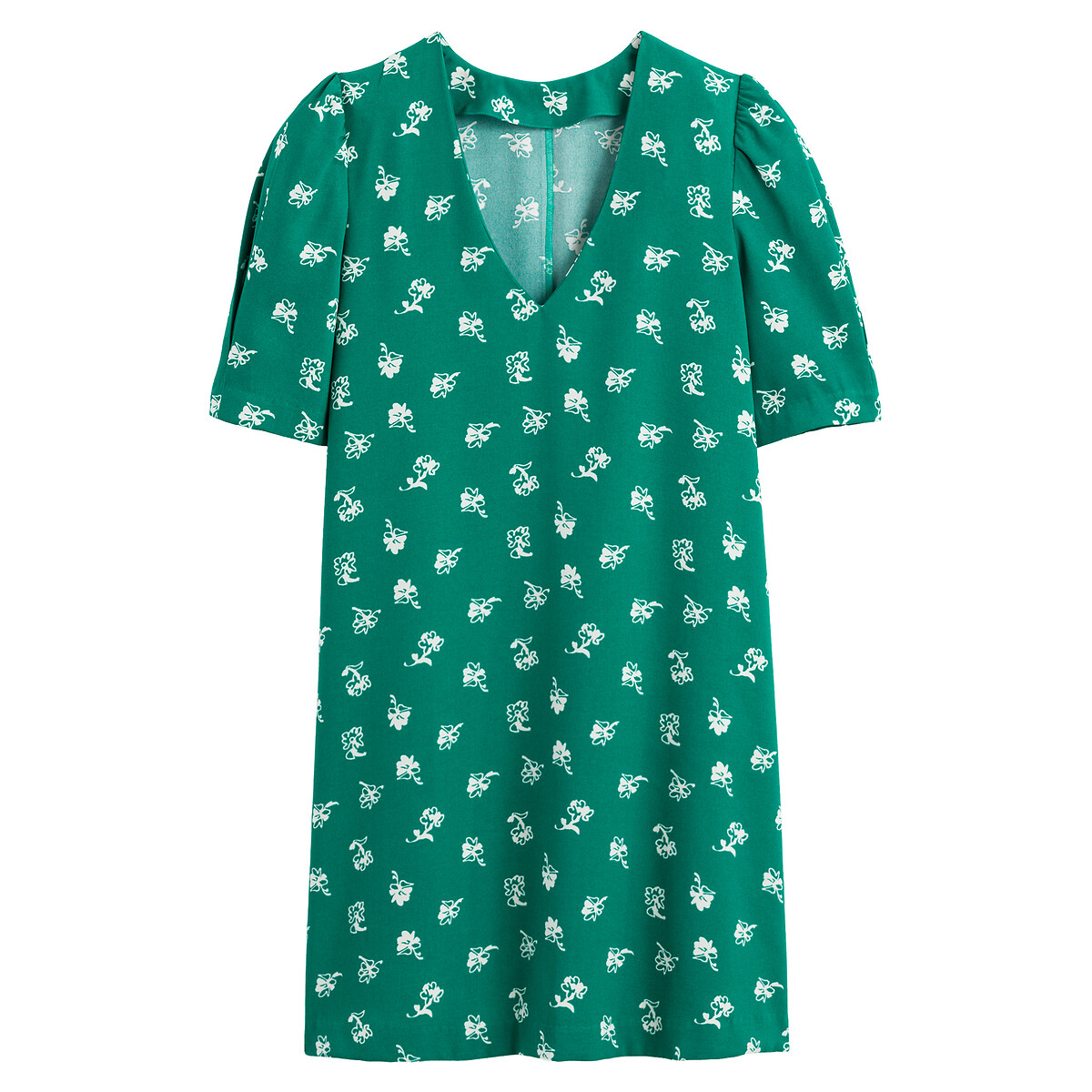 Платье Расклешенное с V-образным вырезом короткими рукавами и принтом 58 зеленый LaRedoute, размер 58 - фото 5