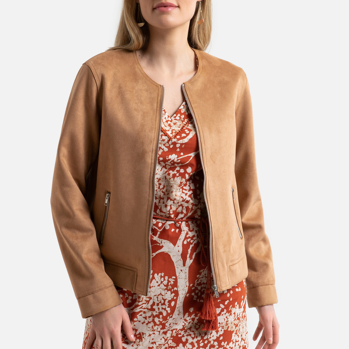 

Куртка LaRedoute, Каштановый, Короткая с застежкой на молнию демисезонная модель 40 (FR) - 46 (RUS) каштановый