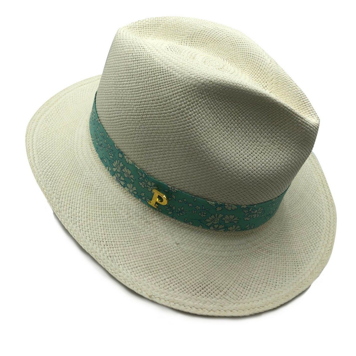 Chapeau Panama en paille écrue ruban interchangeable Liberty capel bleu