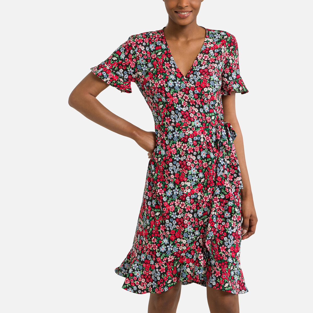 Платье С запахом с цветочным принтом 42 разноцветный LaRedoute, размер 42 - фото 1