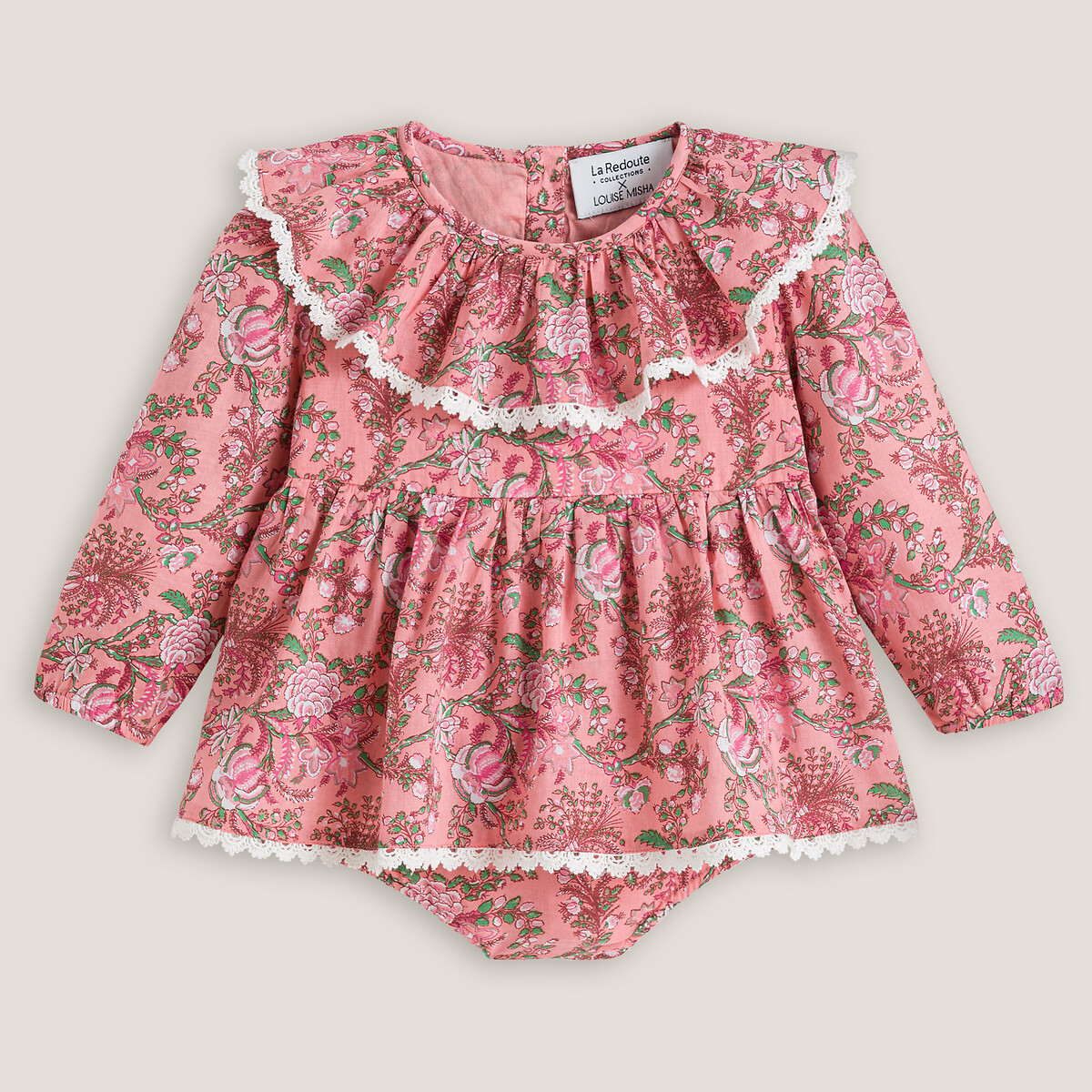 Платье-комбинезон LOUISE MISHA X LA REDOUTE COLLECTIONS С длинными рукавами 3 месяца-2 года 18 мес. - 81 см розовый, размер 18 мес. - 81 см