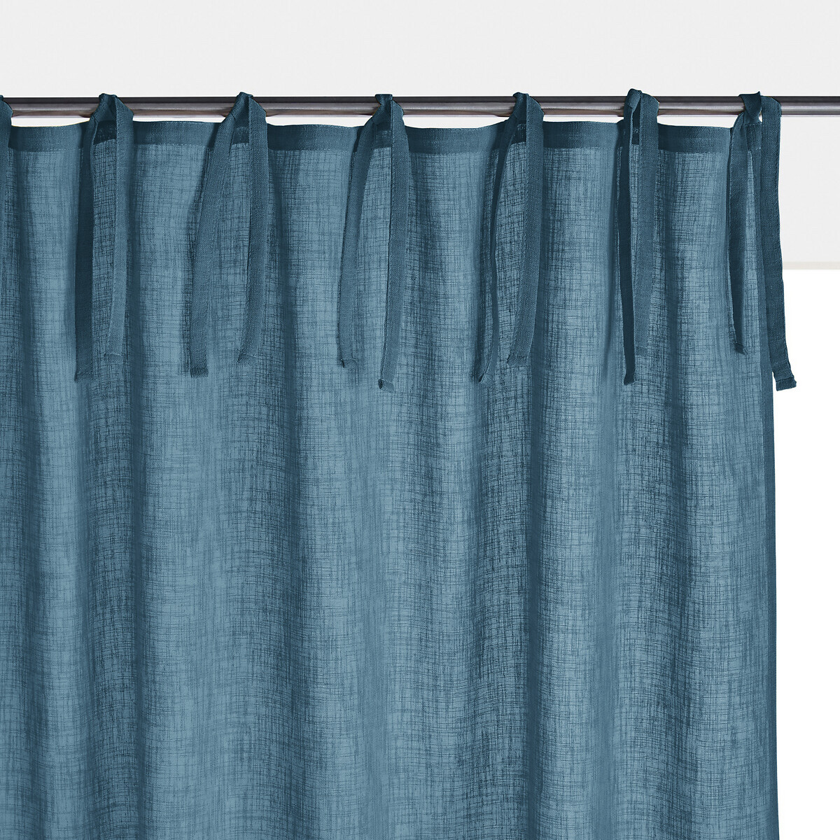 Занавеска LaRedoute С эффектом льна с завязками Nyong 180 x 140 см синий, размер 180 x 140 см - фото 1