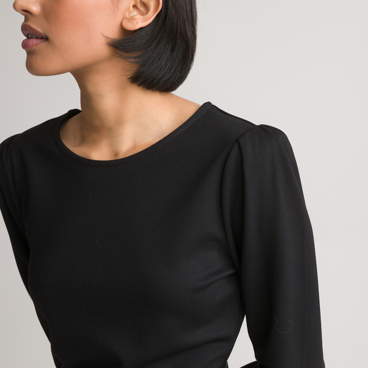 Платье LA REDOUTE COLLECTIONS Короткое облегающее с длинными рукавами 40 черный, размер 40 - фото 3