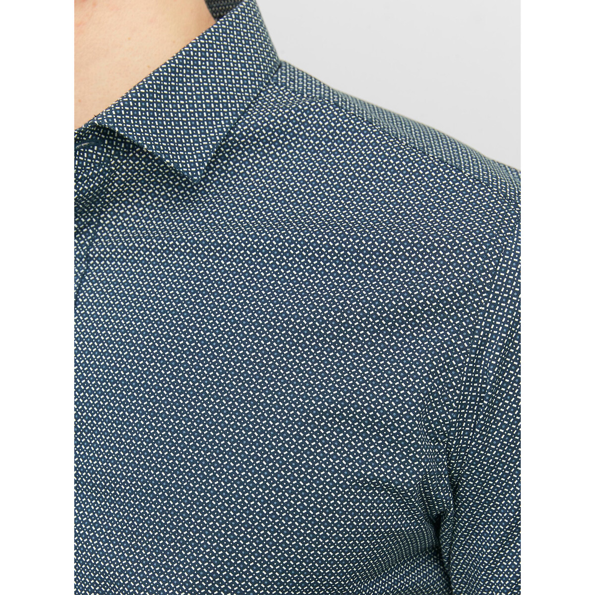 Рубашка Слим из ткани стрейч M синий LaRedoute, размер M - фото 3