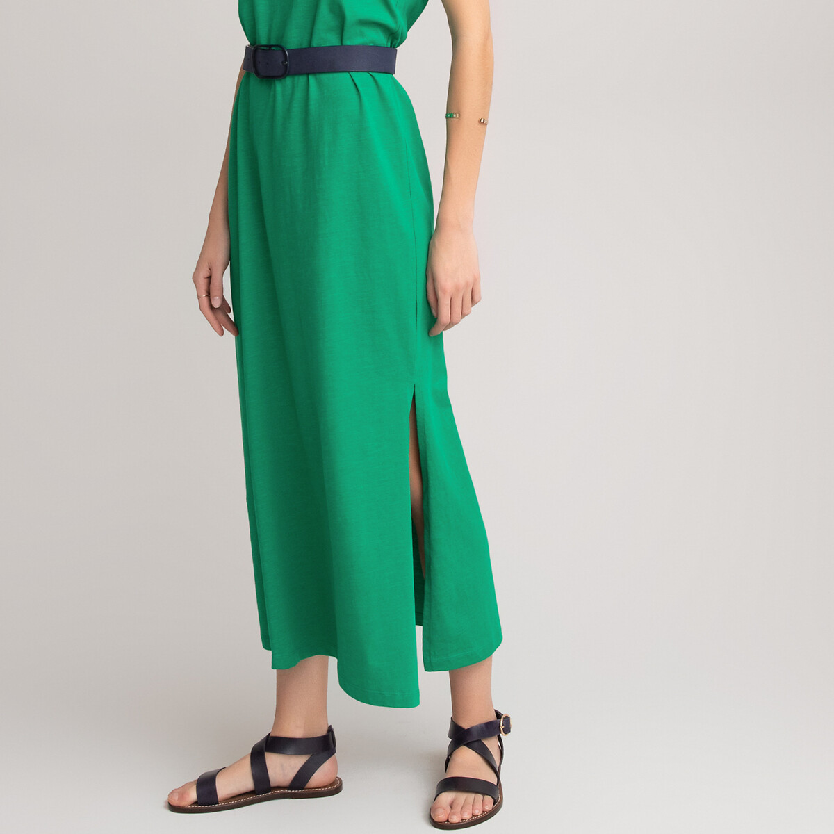 Платье LaRedoute Длинное без рукавов из трикотажа 100 хлопок S зеленый, размер S - фото 4